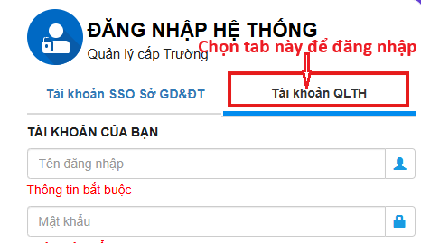Giao diện đăng nhập hệ thống